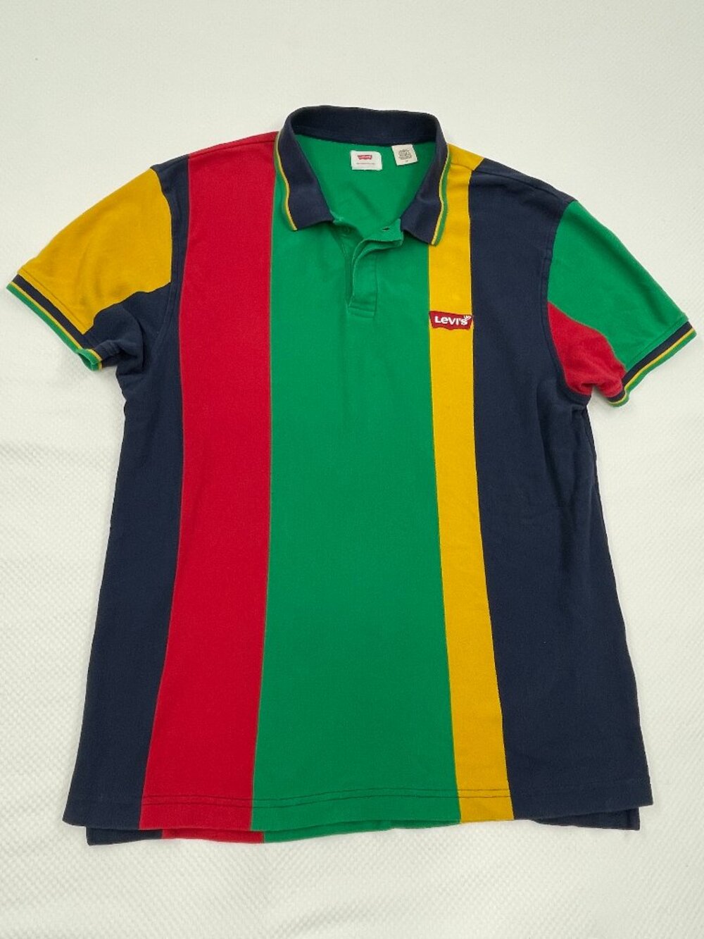 Levi's Colorblock Striped Cotton Throwback 80's Retro Look Polo Shirt Men's L